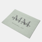 Farmhouse Monogram Personalized Burlap Sage Green Deurmat (Schuin)