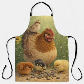 Farmhouse Mother Hen and Baby Chicks Apron Schort (Voorkant)