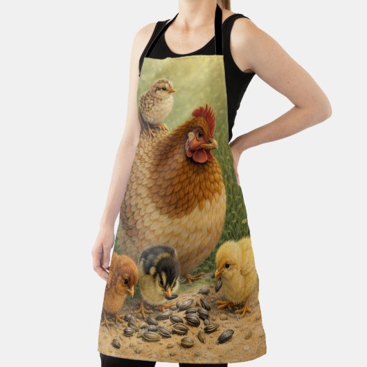 Farmhouse Mother Hen and Baby Chicks Apron Schort (Insitu)