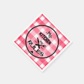 Farmhouse My Kitchen My Rules Red Gingham Check Servet (Hoek)