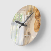 Farmhouse Neutral Clock "Curtain in the Wind" Ronde Klok (Hoek)