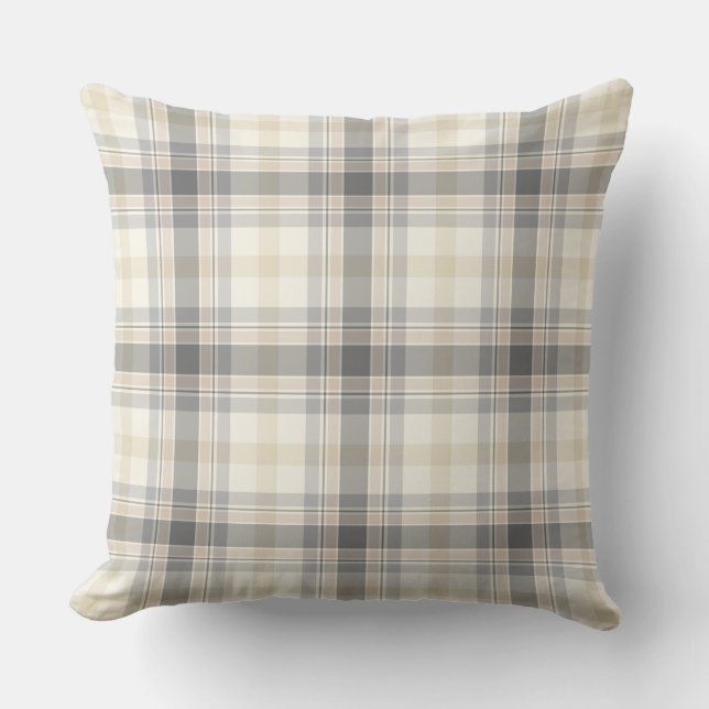 Farmhouse Neutral Pset Pillow in Grey, Tan, Ivory Kussen (Voorkant)