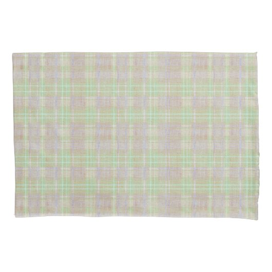 Farmhouse Neutral Sage Plaid Kussensloop (Voorkant-Links)