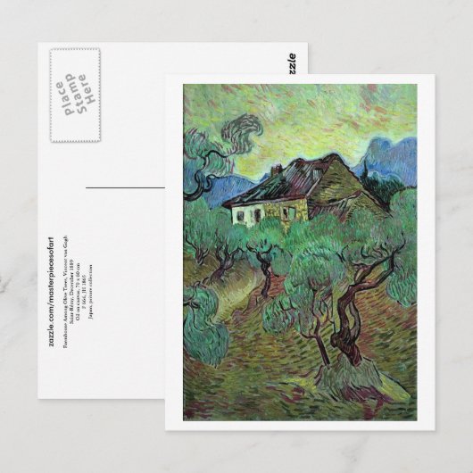 Farmhouse Olive Trees Van Gogh Fine Art Briefkaart (Voorkant / Achterkant)