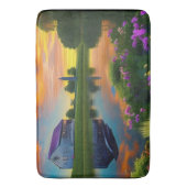 Farmhouse Paarse Roof Pond bij zonsopgang Badmat (Voorkant Verticaal)