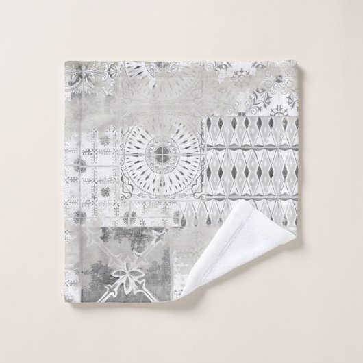 Farmhouse Patchwork gemengd Tile Pattern Distress Bad Handdoek (Wasdoekje)