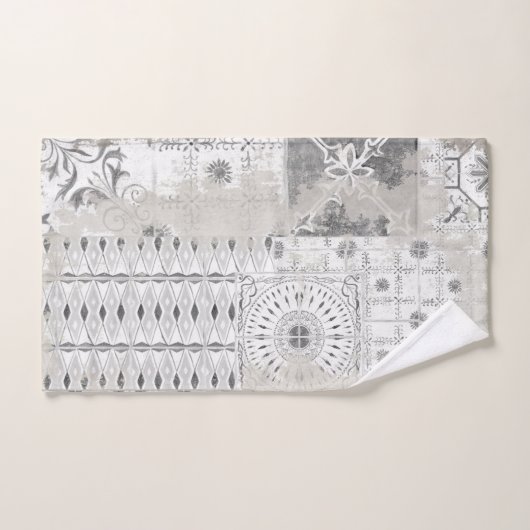 Farmhouse Patchwork gemengd Tile Pattern Distress Bad Handdoek (Handdoek)