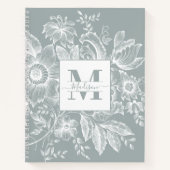 Farmhouse Peony Monogram Navy Light Grey Notitieboek (Voorkant)