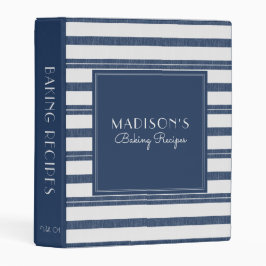 Farmhouse Personalized Baking Recipe Navy Striped