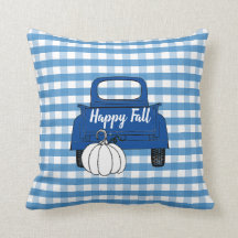 Farmhouse  Pickup Truck Pumpkin Blue White