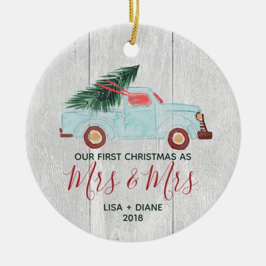 Farmhouse Pickup Truck Rustic Mrs. Gay Pas getrouw Keramisch Ornament (Voorkant)