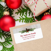 Farmhouse Pine Branches Holiday Return Address Etiket