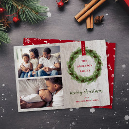 Farmhouse Pine Wreath Merry 2 Foto Feestdagenkaart