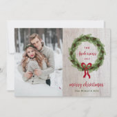 Farmhouse Pine Wreath Merry-kerstfoto Feestdagenkaart (Voorkant)