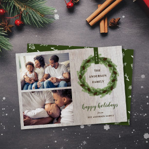 Farmhouse Pine Wreath Prettige feestdagen 2 Feestdagenkaart