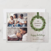 Farmhouse Pine Wreath Prettige feestdagen 2 Feestdagenkaart (Voorkant)