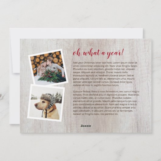 Farmhouse Pine Wreator 3 Foto| Kerstbrief Feestdagenkaart (Achterkant)