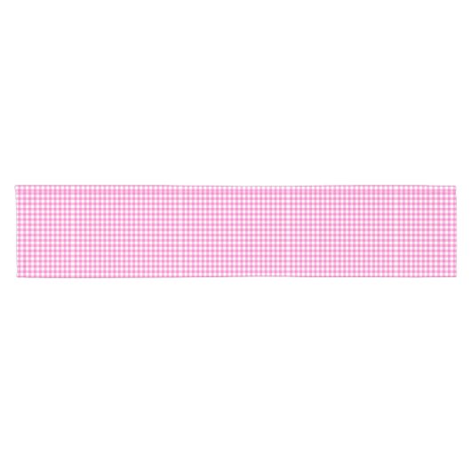 Farmhouse Pink Gingham Check Korte Tafelloper (Horizontaal)