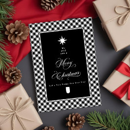 Farmhouse Plaid Chalkboard Merry Christmas Photo Feestdagenkaart