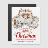 Farmhouse Poinsettia 3 Foto-collage Magnetische Ka Magnetische Uitnodiging (Voorkant / Achterkant)