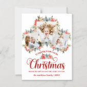 Farmhouse Poinsettia 3 Foto-collage Magnetische Ka Magnetische Uitnodiging (Voorkant)