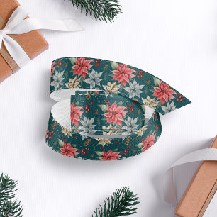 Farmhouse Poinsettia Dark Blauwgroen Kerstmis Grosgrain Lint