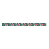 Farmhouse Poinsettia Dark Blauwgroen Kerstmis Grosgrain Lint (Voorkant)
