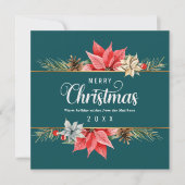 Farmhouse Poinsettia Gold Framed Square kerst Feestdagenkaart (Voorkant)