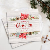 Farmhouse Poinsettia Gold Framed Square kerst Feestdagenkaart