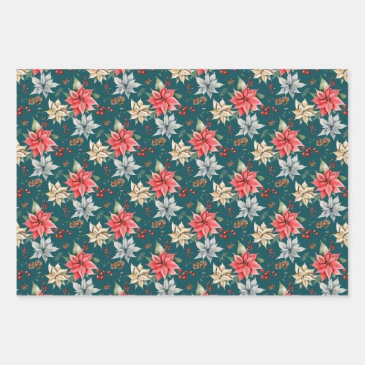 Farmhouse Poinsettia Kerstmis en feestdag Inpakpapier Vel (Voorkant 2)