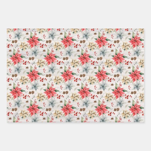 Farmhouse Poinsettia Kerstmis en feestdag Inpakpapier Vel (Voorkant)