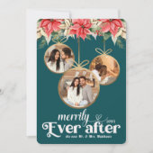 Farmhouse Poinsettia Merrily Ever After Newlyweds Feestdagenkaart (Voorkant)