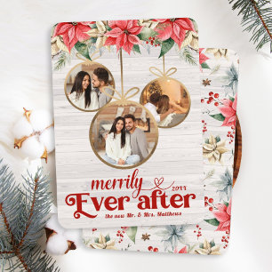 Farmhouse Poinsettia Merrily Ever After Newlyweds Feestdagenkaart
