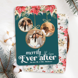 Farmhouse Poinsettia Merrily Ever After Newlyweds Feestdagenkaart