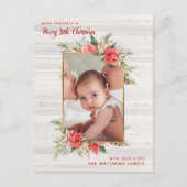 Farmhouse Poinsettia Merry Little Kerstfoto Feestdagenkaart (Voorkant)