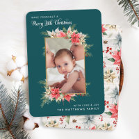 Farmhouse Poinsettia Merry Little Kerstfoto