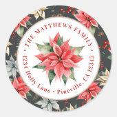 Farmhouse Poinsettia Round Return Address Label (Voorkant)