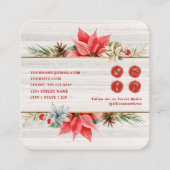 Farmhouse Poinsettia Rustic Chic Wood Vierkante Visitekaartje (Achterkant)