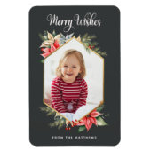 Farmhouse Poinsettia Rustic Holiday-fotokaart Magneet (Verticaal)