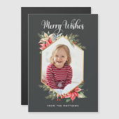 Farmhouse Poinsettia Rustic-kerstfotokaart (Voorkant / Achterkant)