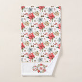 Farmhouse Poinsettia Rustic Kerstmonogramc Bad Handdoek (Handdoek)