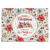 Farmhouse Poinsettia Rustic Merry kerst Wood Groot Cadeauzakje (Voorkant)