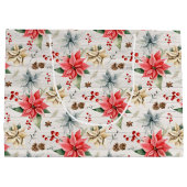 Farmhouse Poinsettia Rustic Merry kerst Wood Groot Cadeauzakje (Achterkant)