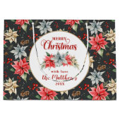 Farmhouse Poinsettia Rustic Merry Kerstmis Groot Cadeauzakje (Voorkant)