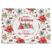 Farmhouse Poinsettia Rustic Merry Kerstmis Groot Cadeauzakje (Voorkant)