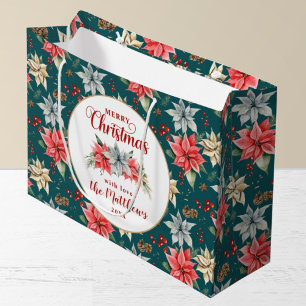 Farmhouse Poinsettia Rustic Merry Kerstmis Groot Cadeauzakje