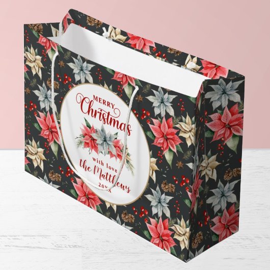 Farmhouse Poinsettia Rustic Merry Kerstmis Groot Cadeauzakje