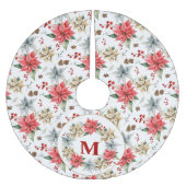 Farmhouse Poinsettia Rustic Winter Foliage White Kerstboom Rok (Voorkant)