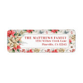 Farmhouse Poinsettia Rustic Wood Return Address Etiket (Voorkant)