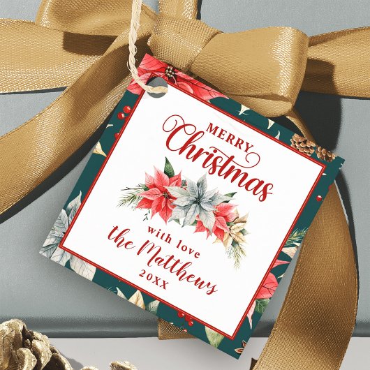 Farmhouse Poinsettia Rustige kerstcadeautags Bedankjes Labels